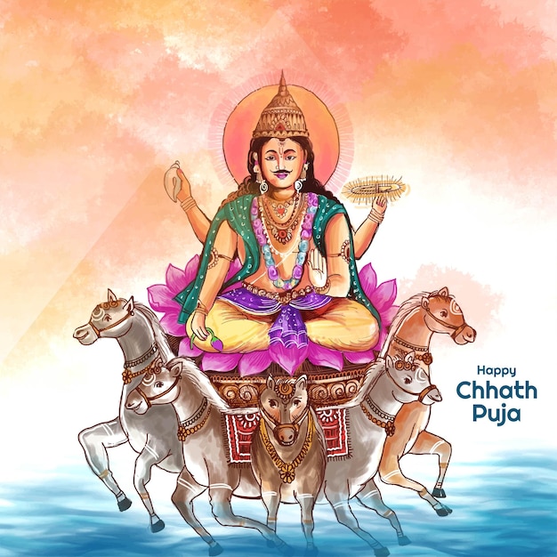 Joyeux fond de vacances Chhath Puja pour le festival du soleil de l'Inde