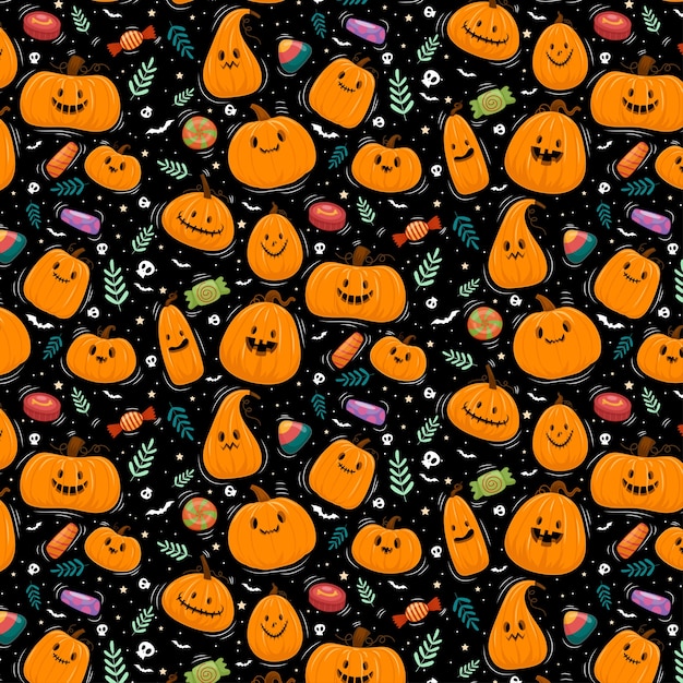 Vecteur gratuit joyeux halloween ou fond d'invitation à une fête avec des citrouilles