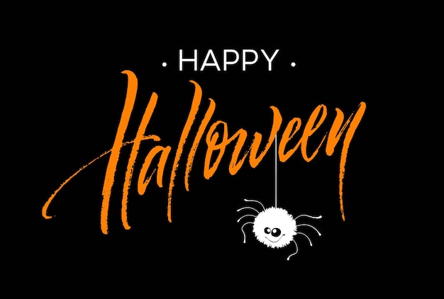 Vecteur gratuit joyeux halloween lettrage. calligraphie de vacances pour bannière, affiche, carte de voeux, invitation à une fête. illustration vectorielle eps10