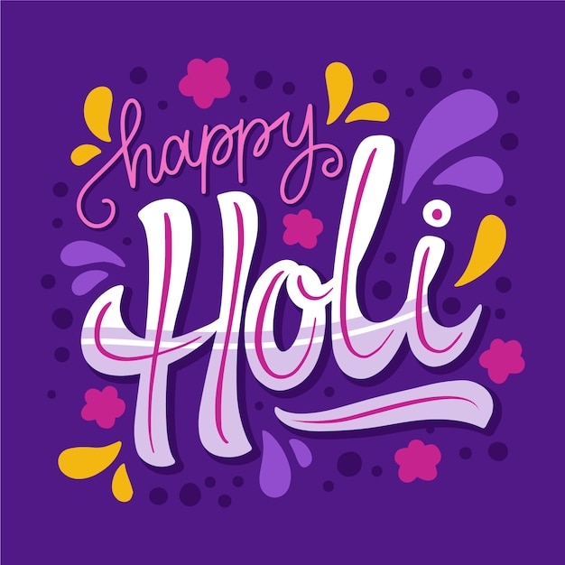 Vecteur gratuit joyeux holi festival lettrage