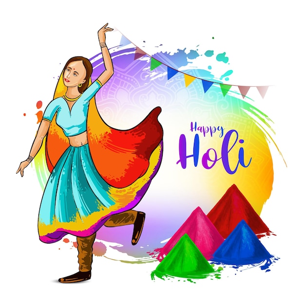 Vecteur gratuit joyeux holi, fête traditionnelle indienne des couleurs.