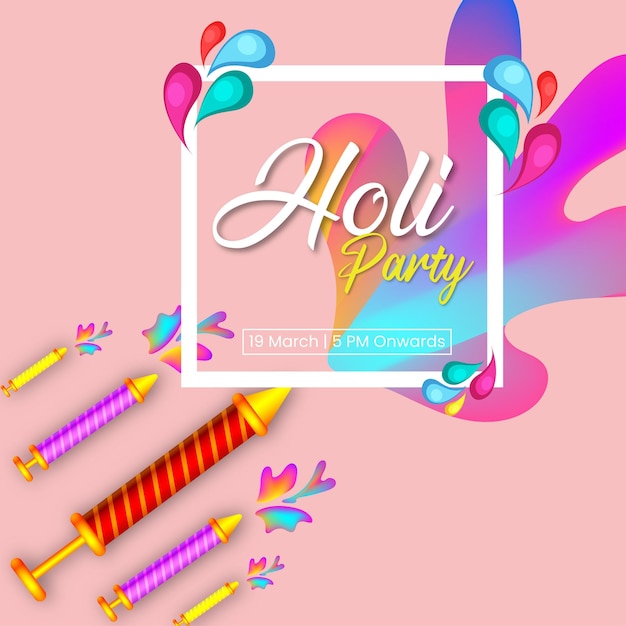 Joyeux Holi Salutations Rose Clair Violet Bleu Coloré Indien Hindouisme Festival Fond De Médias Sociaux