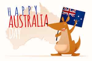 Vecteur gratuit joyeux jour de l'australie avec lettrage kangourou mignon