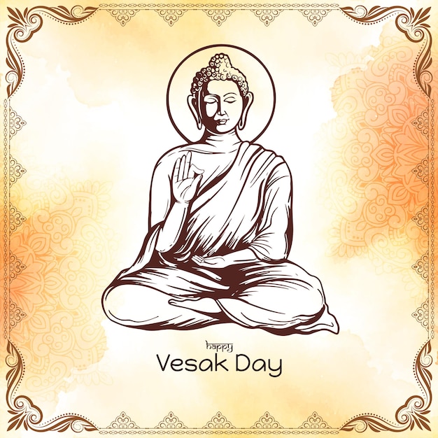 Vecteur gratuit joyeux jour du festival de vesak célébration de la conception de fond spirituel