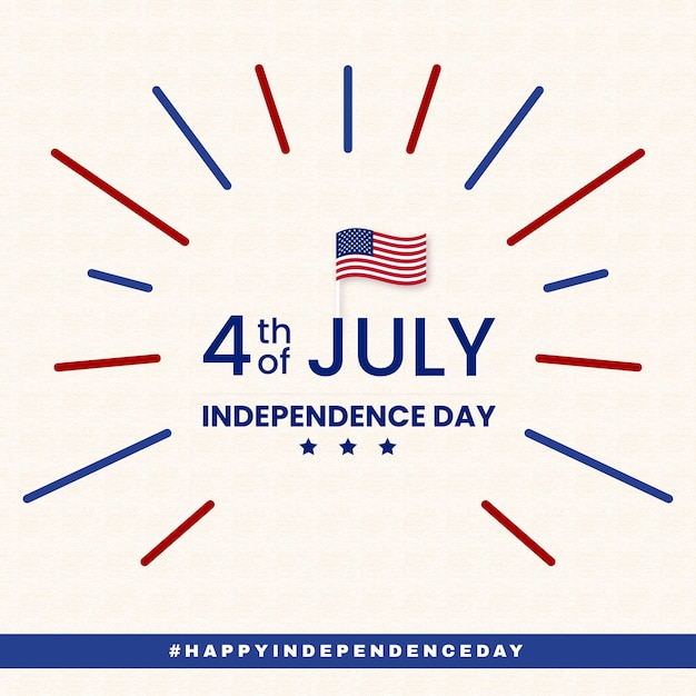 Vecteur gratuit joyeux jour de l'indépendance des états-unis bleu rouge fond blanc bannière de conception de médias sociaux vecteur gratuit