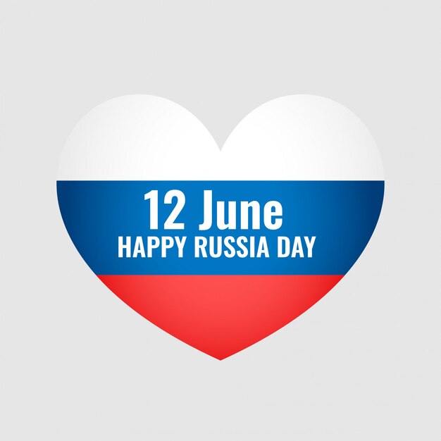 Joyeux jour de la russie 12 juin conception d'affiche coeur