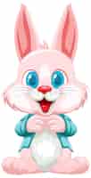 Vecteur gratuit joyeux lapin rose avec noeud bleu