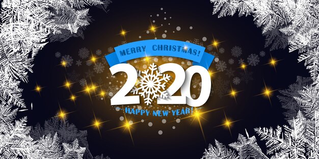 Joyeux Noel Et Bonne Annee Carte De Voeux Vecteur Premium