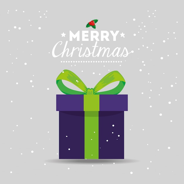 Joyeux Noël carte avec boîte-cadeau