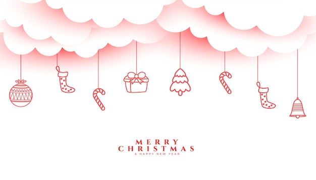 Vecteur gratuit joyeux noël élément de saison des fêtes fond avec vecteur de nuage papercut