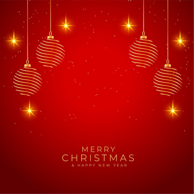 Vecteur gratuit joyeux noël fond rouge et or brillant