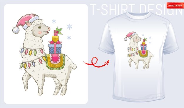 Lama Drama Queen Cool T Shirt Design Avec Citation Vecteur Premium