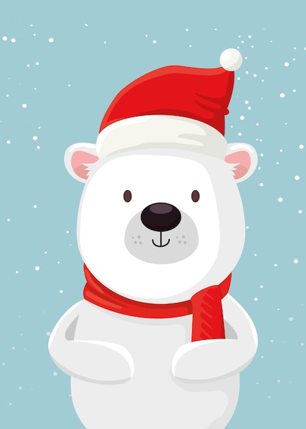 Vecteur gratuit joyeux noël ours mignon personnage