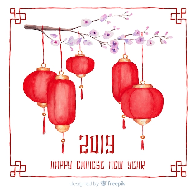 Vecteur gratuit joyeux nouvel an chinois 2019