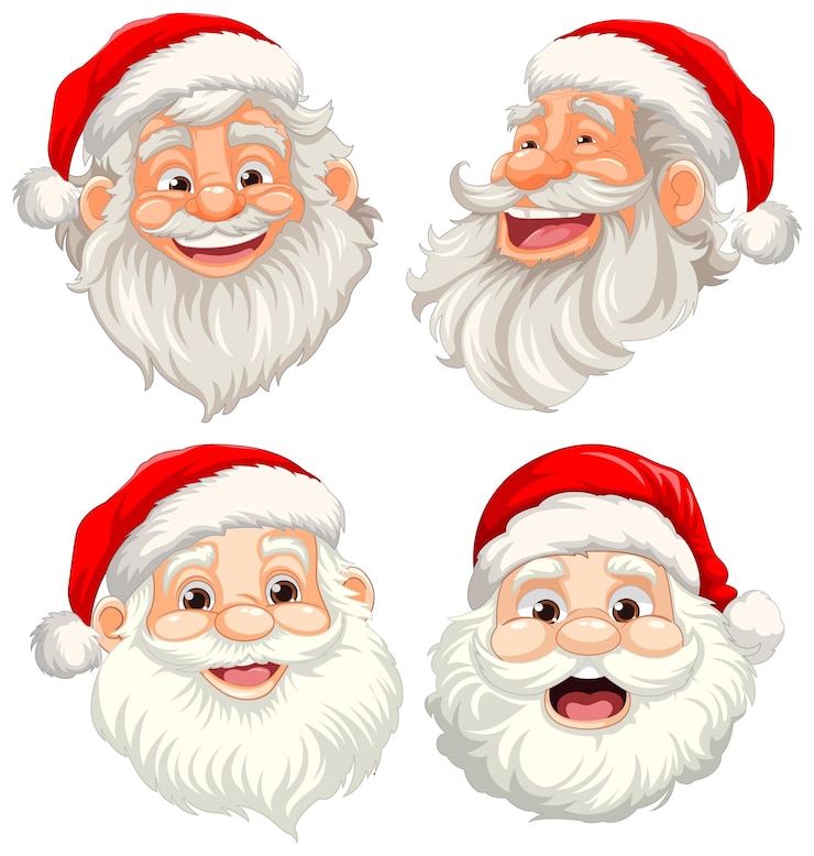 Vecteur gratuit joyeux père noël avec une expression faciale heureuse