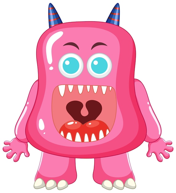 Vecteur gratuit joyeux personnage de dessin animé de monstre extraterrestre rose avec la bouche ouverte