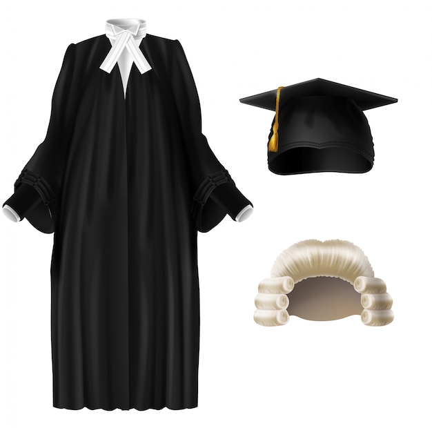 Vecteur gratuit juge, professeur d'université, vêtements de cérémonie de remise des diplômes