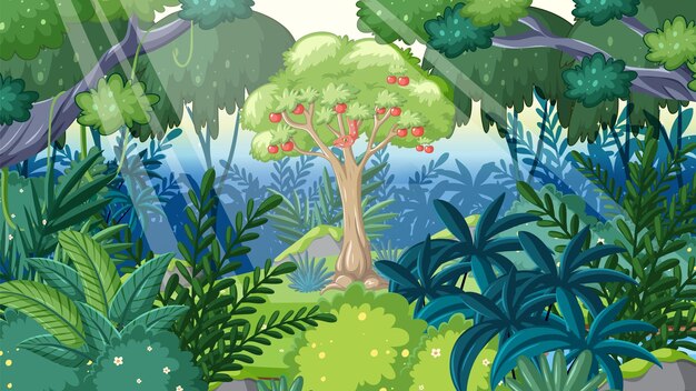 Jungle enchanteresse avec pommier et serpent sournois