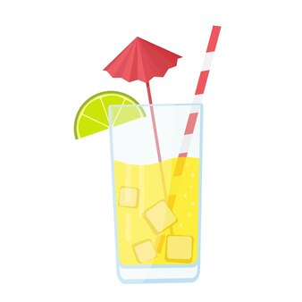 Jus de citron frais fruits cocktails vector illustration design plat