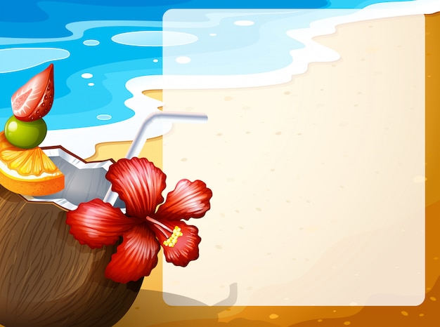 Vecteur gratuit jus de noix de coco sur la plage