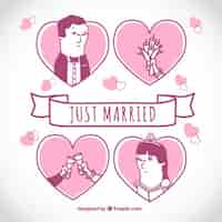 Vecteur gratuit just married, illustration rose