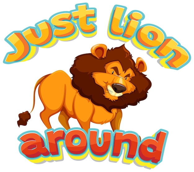 Vecteur gratuit juste un lion autour d'un drôle d'animal de dessin animé