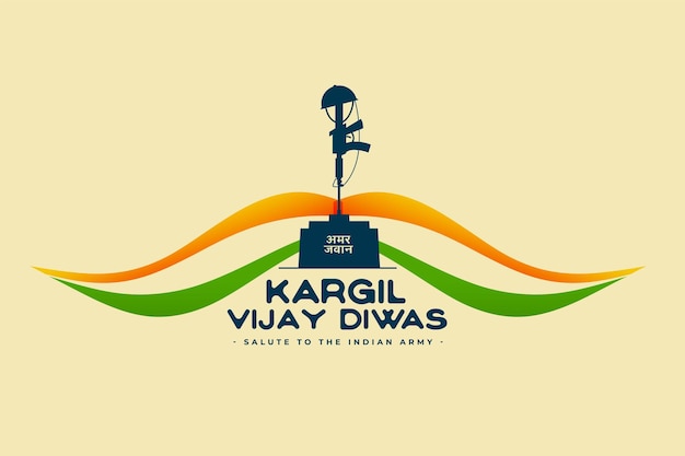 Vecteur gratuit kargil vijay diwas fond de bataille avec un design tricolore moustache