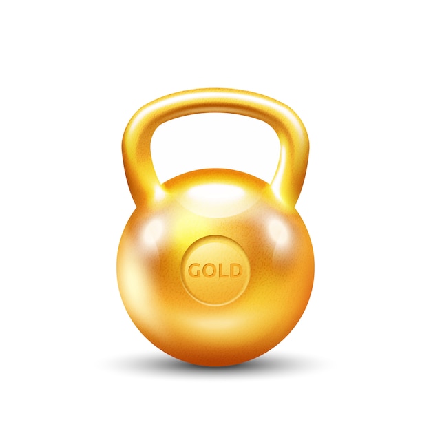 Kettlebell De Gym Doré Sur Fond Blanc