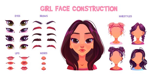 Kit de construction d'avatar pour le visage de fille