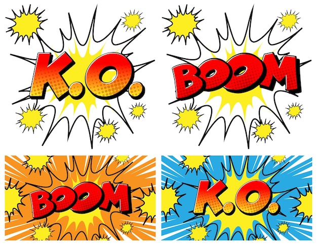 Ko Et Boom Rétro Bulle De Dialogue Comique Et Effet Dans Le Style Pop Art