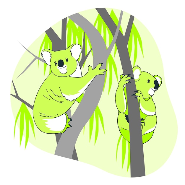 Vecteur gratuit koalas dans les arbres concept illustration