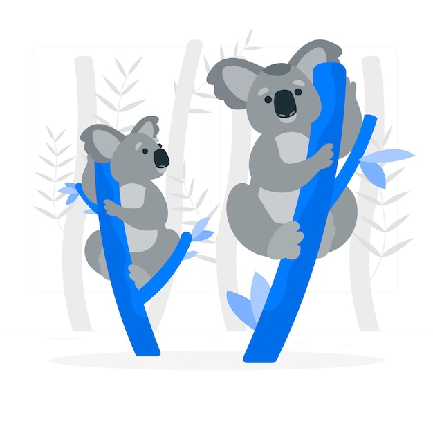 Vecteur gratuit koalas dans les arbres concept illustration