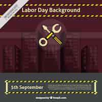 Vecteur gratuit labor day background avec une clé et un tournevis