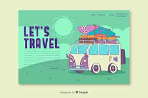 Vecteur gratuit laissez-nous voyager page de destination avec illustration