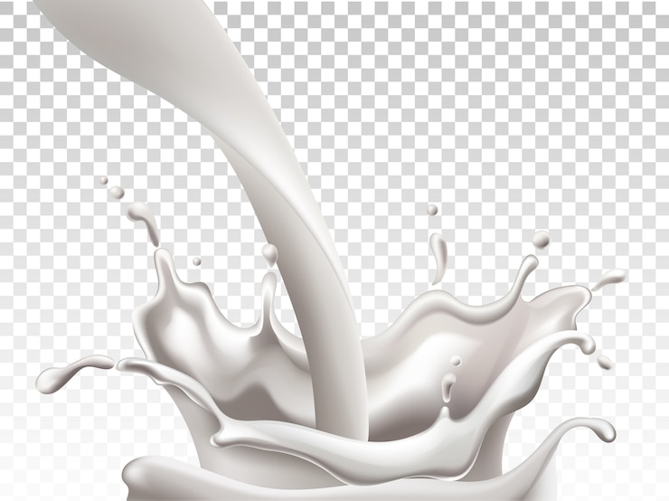 Vecteur gratuit le lait coule et fait de grosses éclaboussures
