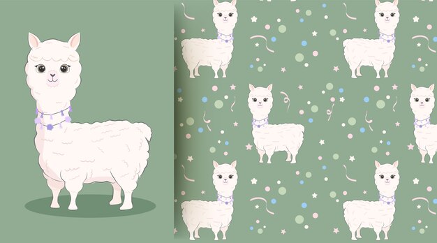 Illustration De Fond Dessin Anime Mignon Bebe Lama Animal Modele Sans Couture Doodle Vecteur Premium Illustration De Fond Dessin Anime Mignon Bebe Lama Animal Modele Sans Couture Doodle Vecteur Premium