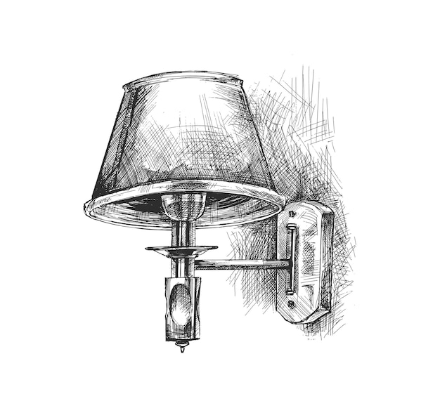 Lampe accrochée au mur Illustration vectorielle de croquis dessinés à la main