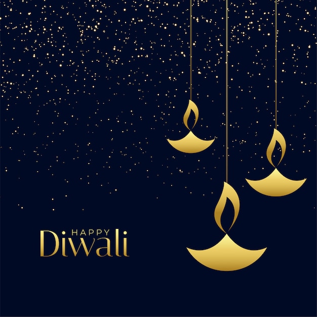 Vecteur gratuit lampes diya suspendues avec des étincelles pour le festival de diwali