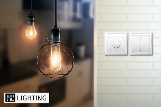 Lampes et interrupteurs de style loft