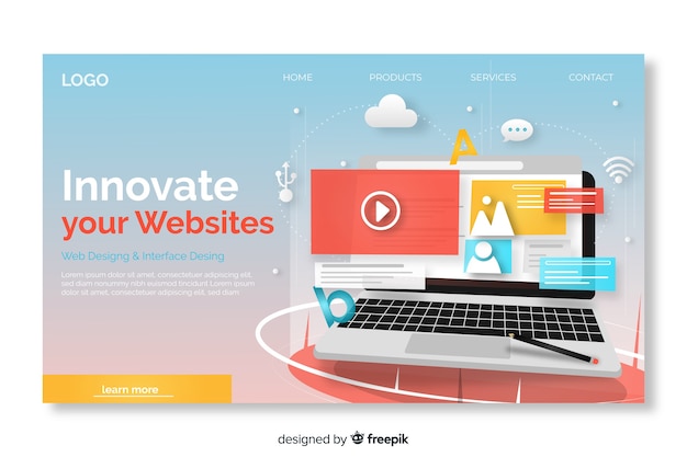 Landing page avec modèle d'ordinateur portable