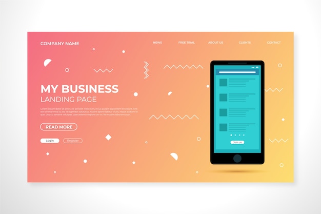 Landing Page Avec Smartphone Avec Dégradé