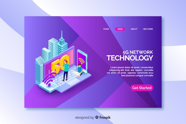 Landing Page Avec Technologie Isométrique 5g