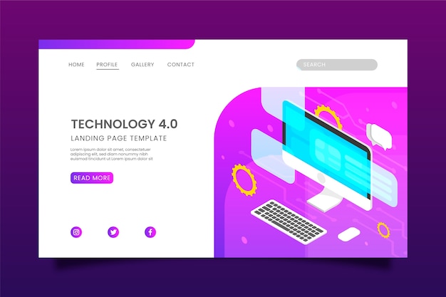 Vecteur gratuit landing page avec technologie isométrique