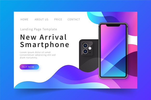 Vecteur gratuit landing page avec téléphone pour concept de site web