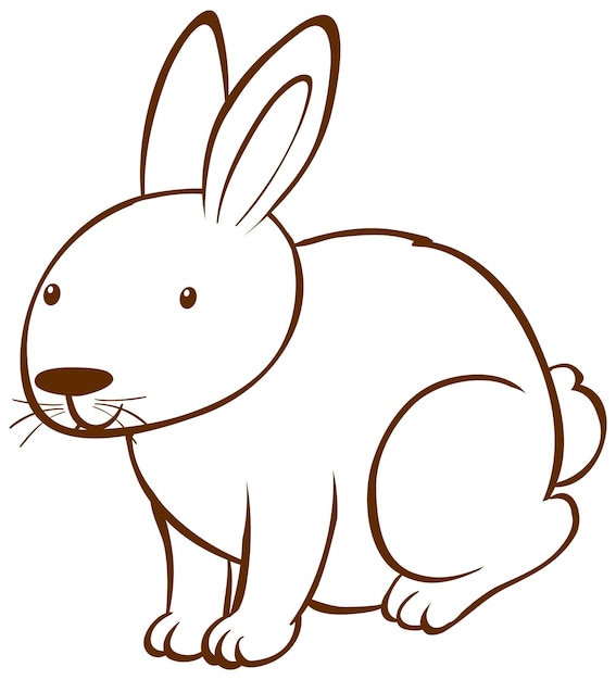 Vecteur gratuit lapin dans un style simple doodle sur fond blanc