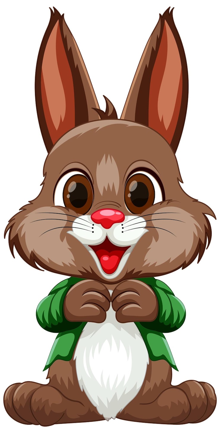 Vecteur gratuit le lapin de dessin animé joyeux en veste verte