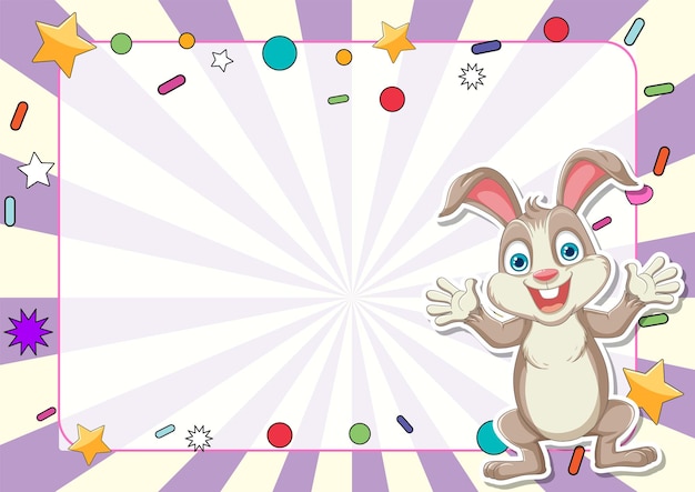 Vecteur gratuit un lapin joyeux avec un arrière-plan coloré