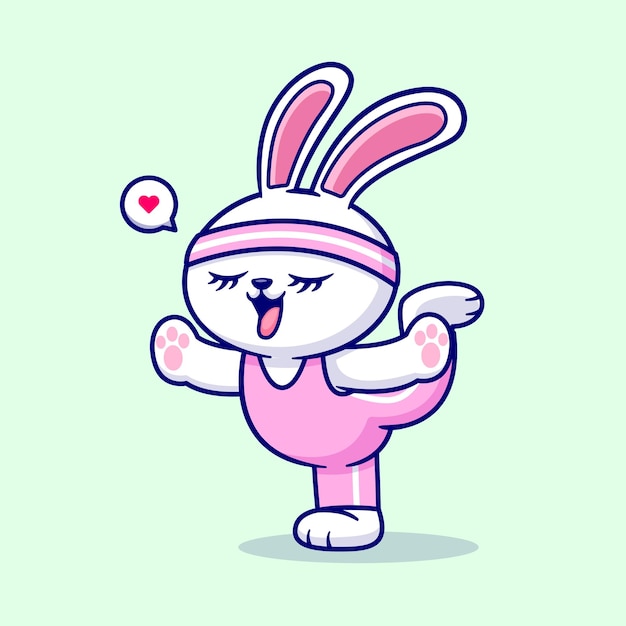 Vecteur gratuit le lapin mignon étirant le yoga vector de dessin animé icon d'illustration sport animal vector plat isolé