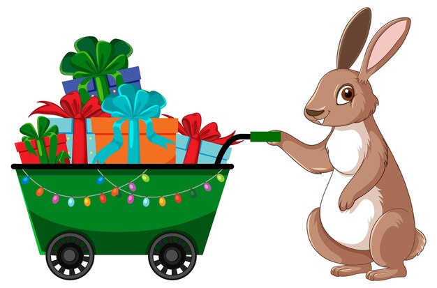 Vecteur gratuit lapin avec de nombreux cadeaux