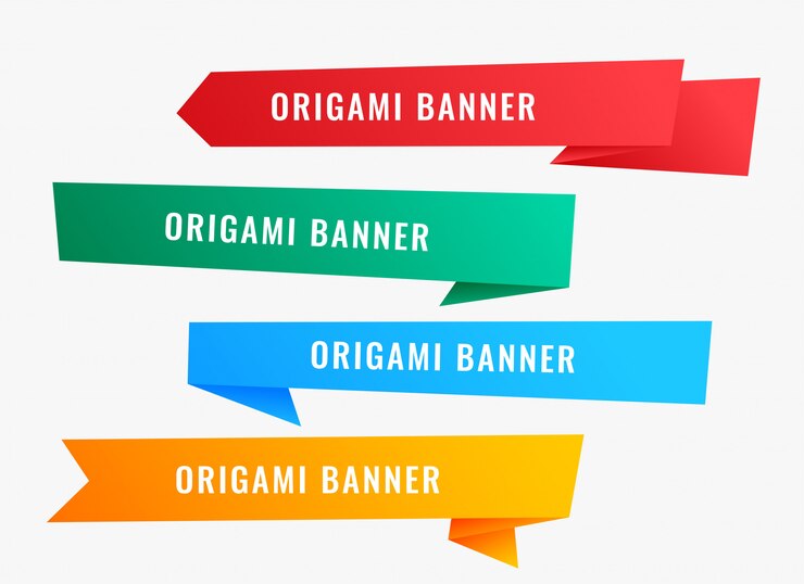 Vecteur gratuit larges bannières en origami en ruban